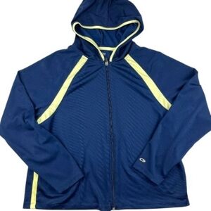 NWOT Champion Blue and Yellow Athletic Hooded Zip Up Women's Size XL